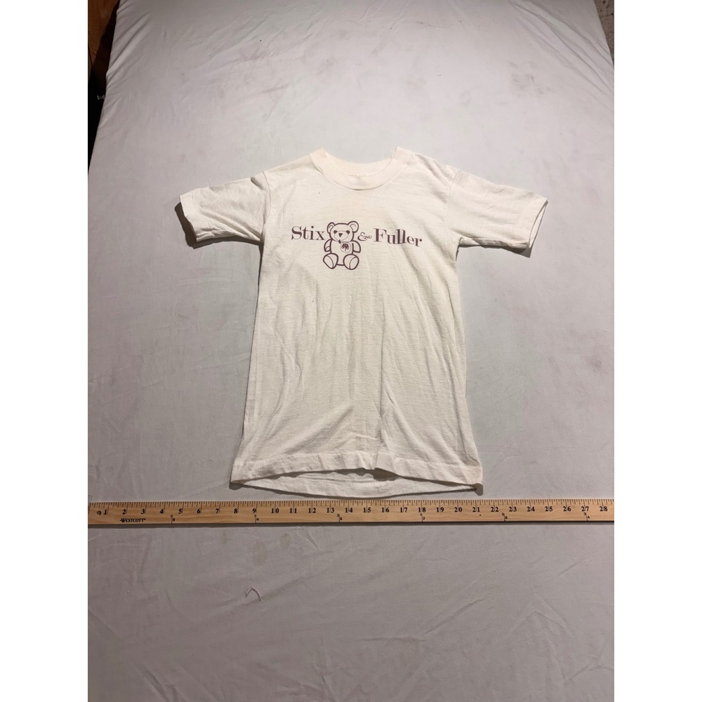 Vintage Signal Stix & Fuller Teddy Bear Graphic T-Shirt Cream Single Stitch L